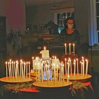 Maya Ferguson-Klinowski leads the Solstice service on December 21, 2023 Maya Ferguson-Klinowski leads the Solstice service on December 21, 2023