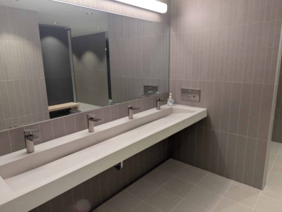 Shared sinks in the all gender washroom