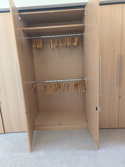 One of three coat closets