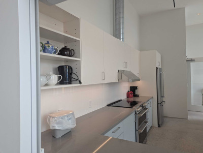 Looking into the kitchen from the portal in the Community Hall