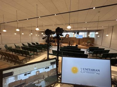 Video booth at the back of the Sanctuary; Looking East