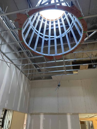 One of two skylights outside the doors to the sanctuary