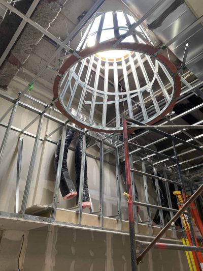 One of two skylights outside the doors to the sanctuary