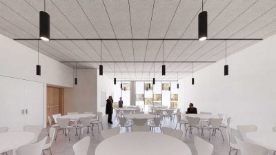 Second floor meeting hall - facing West toward Oakwood